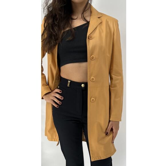 Façonnable by Albert Goldberg Mid-Length Tan Jacket - Picture 6 of 7